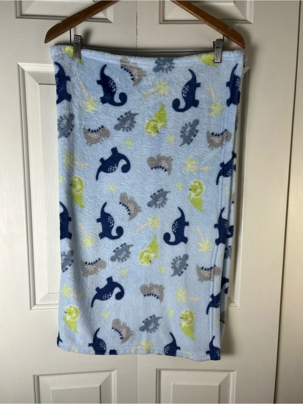 Parent's Choice Blue Green Dinosaur Baby Blanket Palm Tree Dino Print Lovey